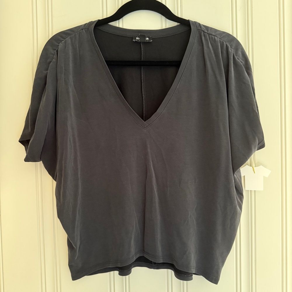 Express Gray Boxy Blouse Relaxed Fit